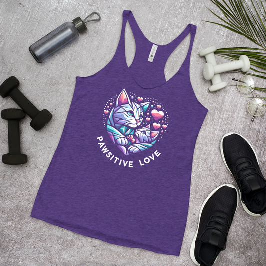 Geometric Whiskerheart - Pawsitive Love - Women Racerback Tank