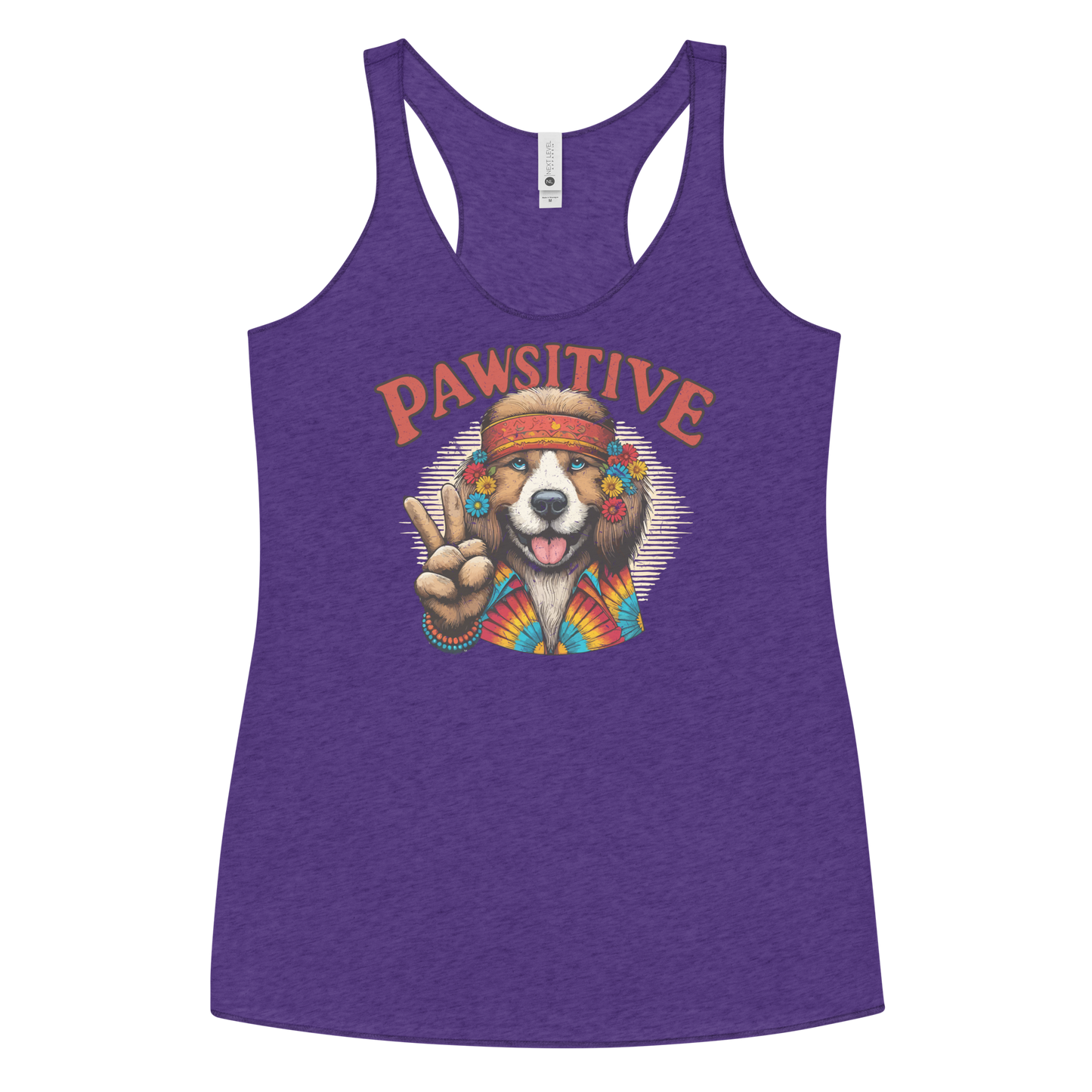 Groovy Canine Vibes - Pawsitive Peace - Women Racerback Tank