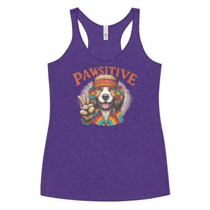 Groovy Canine Vibes - Pawsitive Peace - Women Racerback Tank