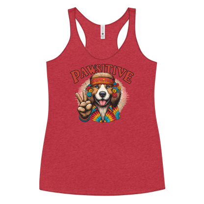 Groovy Canine Vibes - Pawsitive Peace - Women Racerback Tank