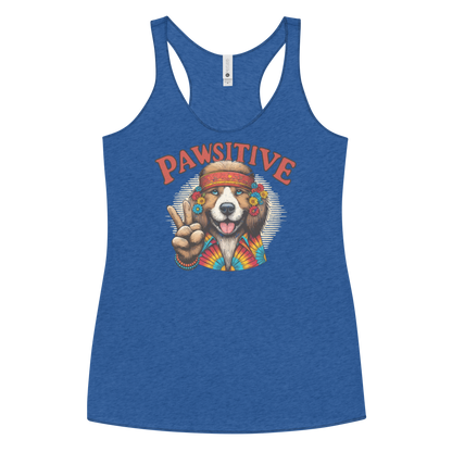 Groovy Canine Vibes - Pawsitive Peace - Women Racerback Tank