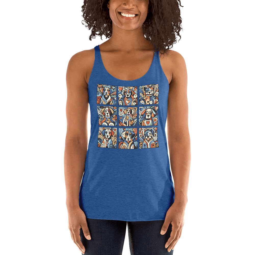 Artful Canines - Women’s Racerback Tank Top - Womans Racerback Tank - Speak Up 4 Paws