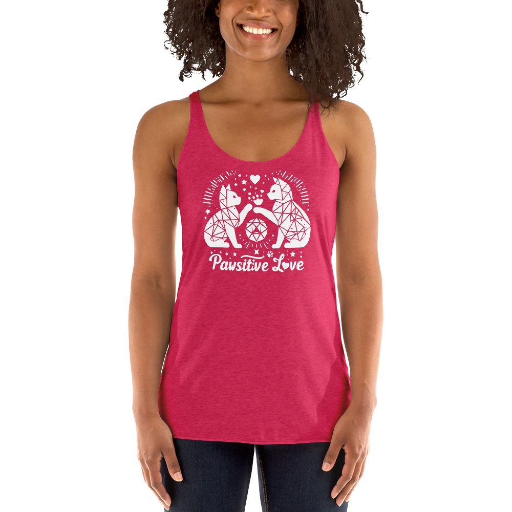 Geometric Whiskerplay - Pawsitive Love - Women Racerback Tank