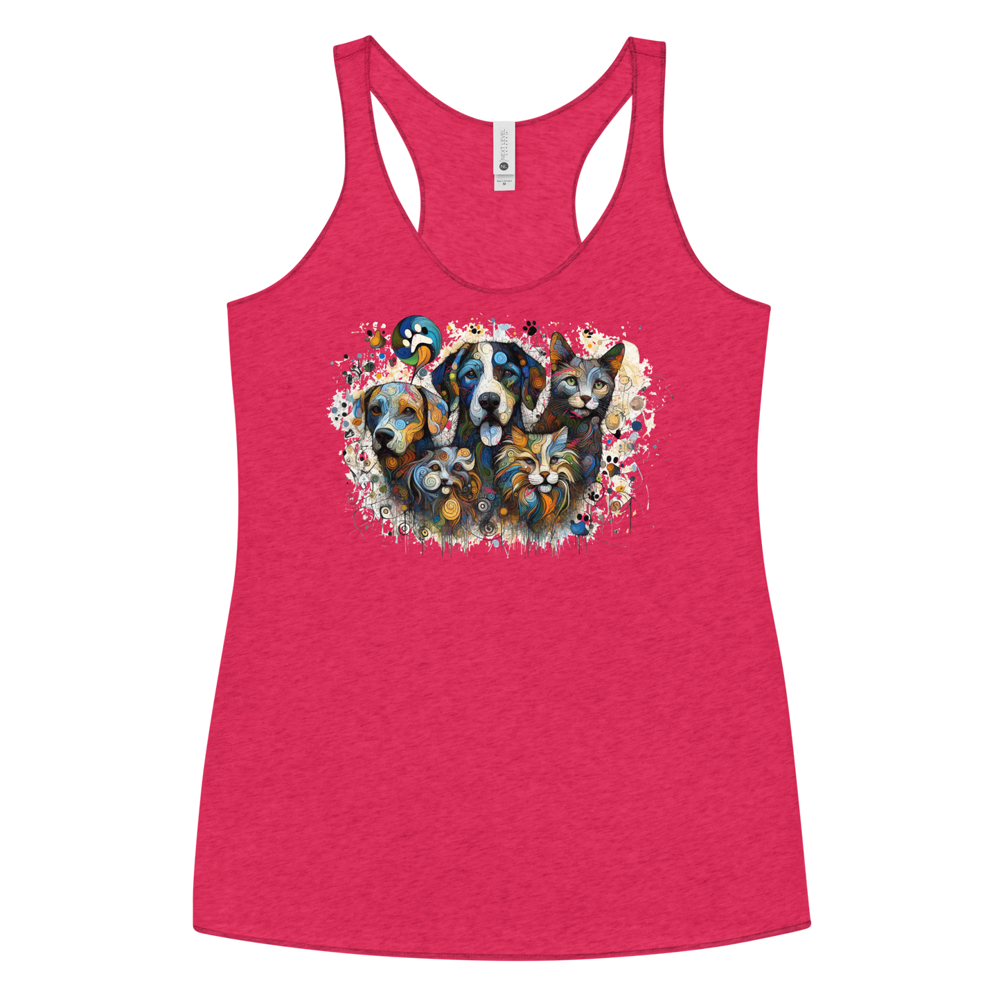 Paws in Colorful Conversation - Pollock - Women Racerback Tank