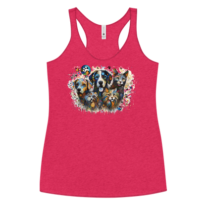 Paws in Colorful Conversation - Pollock - Women Racerback Tank