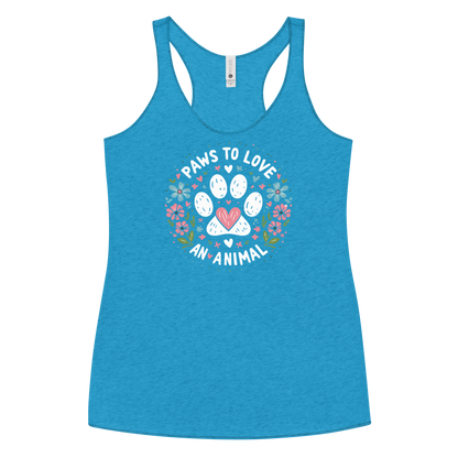 Floral Pawprints - Paws to Love - Women Racerback Tank