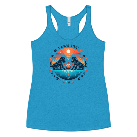 Geometric Puppy Play - Pawsitive Love - Women Racerback Tank