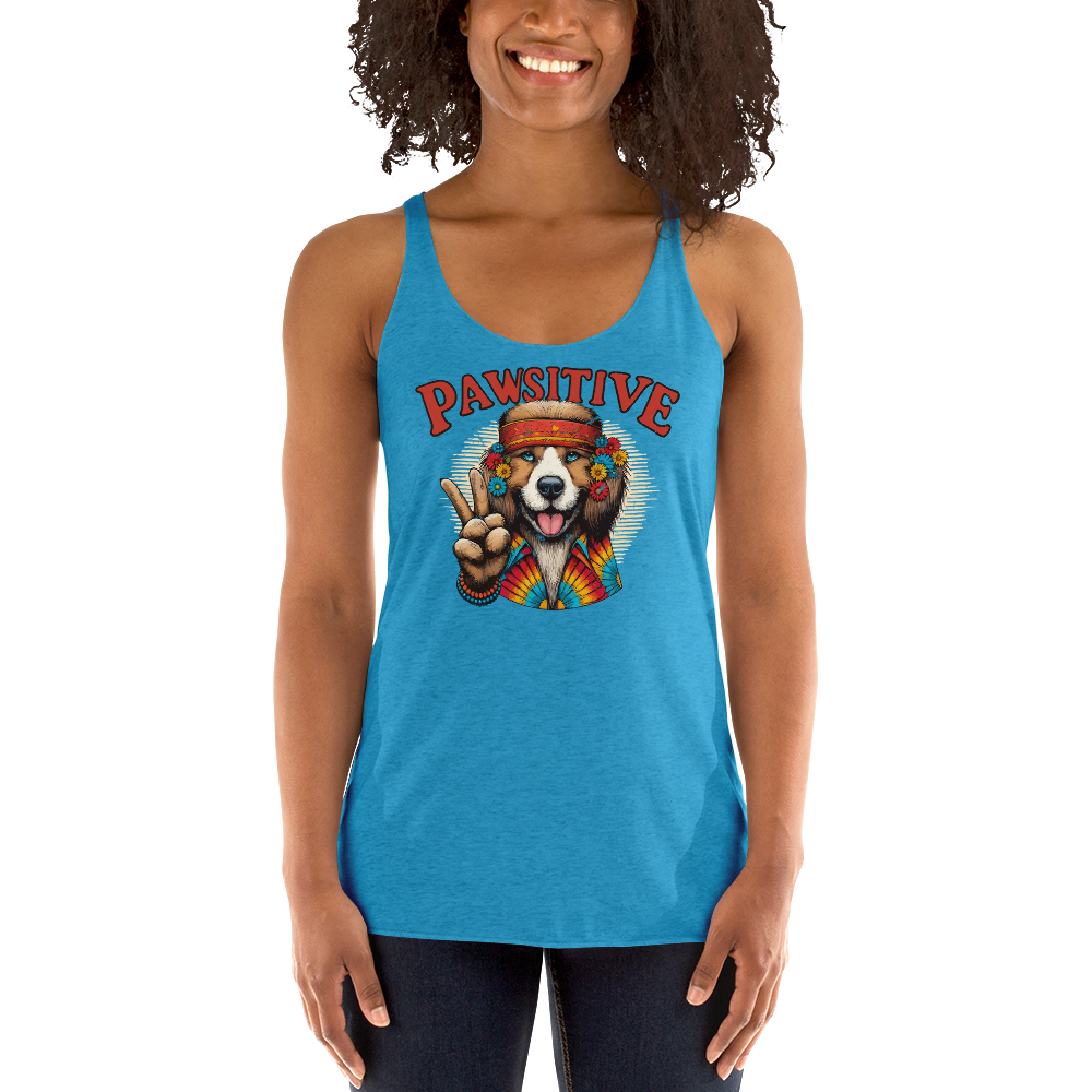 Groovy Canine Vibes - Pawsitive Peace - Women Racerback Tank