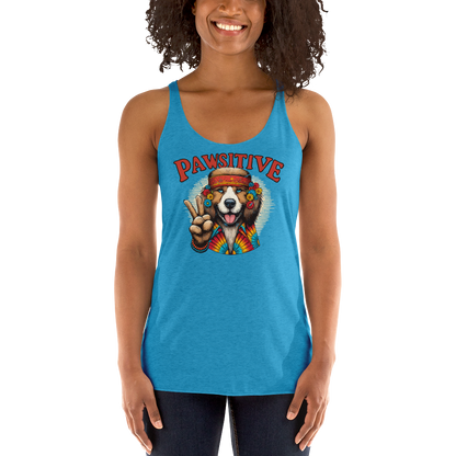 Groovy Canine Vibes - Pawsitive Peace - Women Racerback Tank