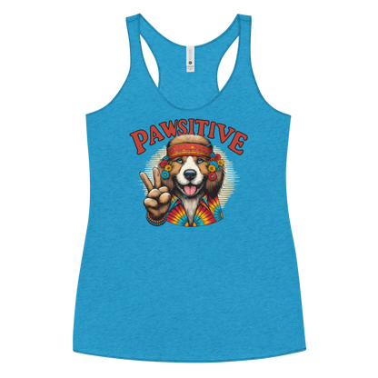 Groovy Canine Vibes - Pawsitive Peace - Women Racerback Tank