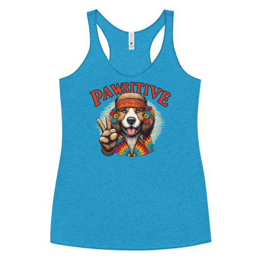 Groovy Canine Vibes - Pawsitive Peace - Women Racerback Tank