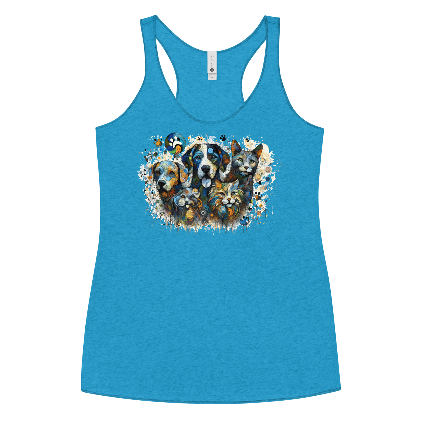 Paws in Colorful Conversation - Pollock - Women Racerback Tank