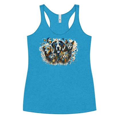 Paws in Colorful Conversation - Pollock - Women Racerback Tank