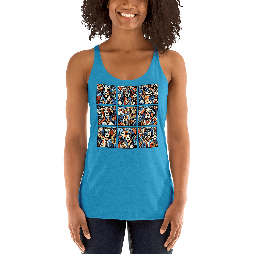 Artful Canines - Women’s Racerback Tank Top - Womans Racerback Tank - Speak Up 4 Paws