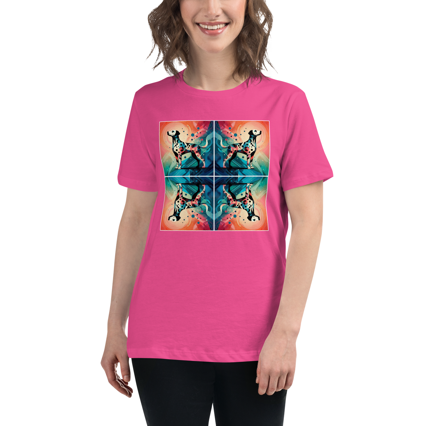 Vibrant Canine Mosaic - Womens Relaxed Tee