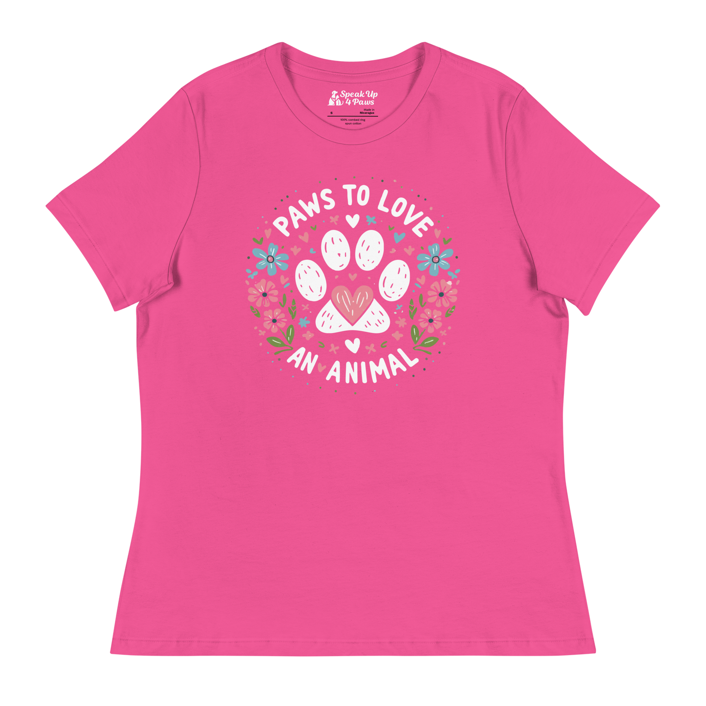 Floral Pawprints - Womens Relaxed Tee