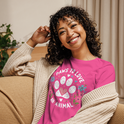 Floral Pawprints - Womens Relaxed Tee