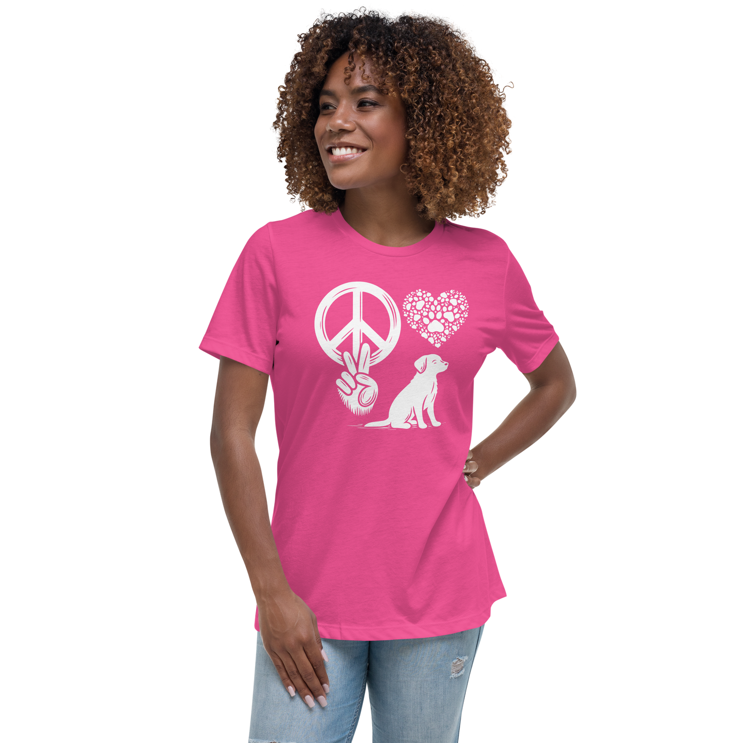 Harmony Unleashed - Peace-Love-Dog - Womens Relaxed Tee