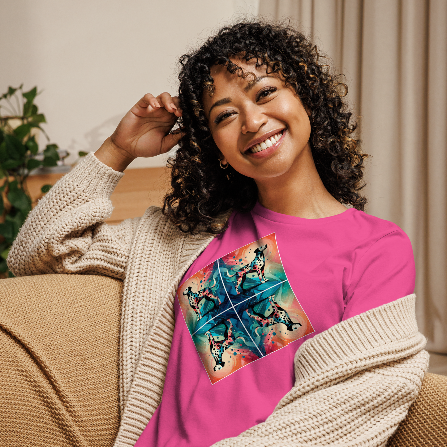 Vibrant Canine Mosaic - Womens Relaxed Tee