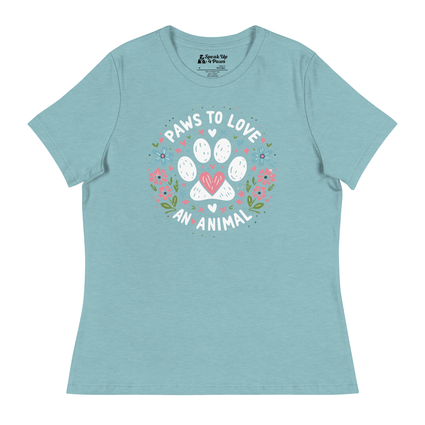 Floral Pawprints - Womens Relaxed Tee