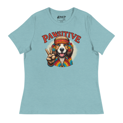 Groovy Canine Vibes - Pawsitive Peace - Womens Relaxed Tee