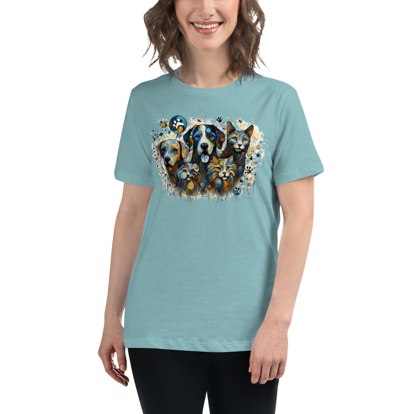 Paws in Colorful Conversation - Pollock - Womens Relaxed Tee