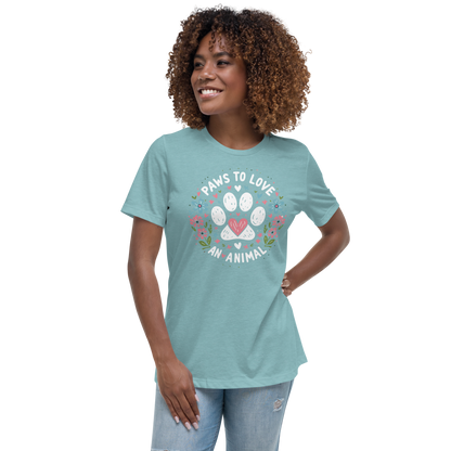 Floral Pawprints - Womens Relaxed Tee