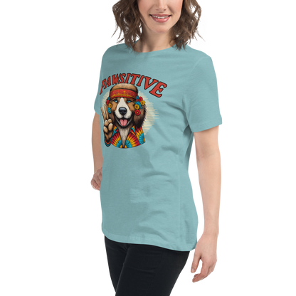 Groovy Canine Vibes - Pawsitive Peace - Womens Relaxed Tee