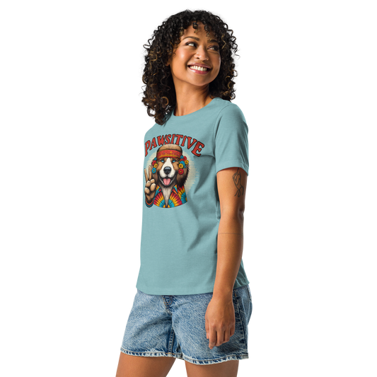 Groovy Canine Vibes - Pawsitive Peace - Womens Relaxed Tee