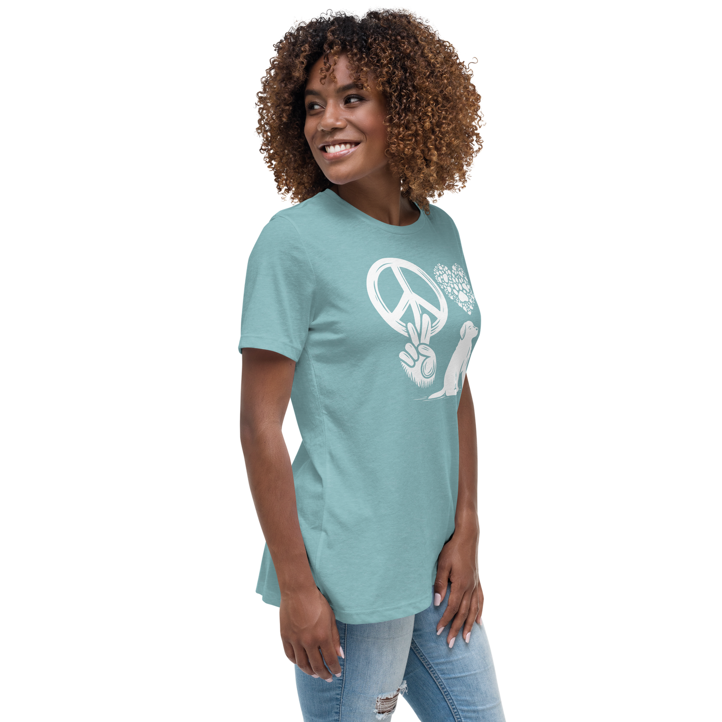 Harmony Unleashed - Peace-Love-Dog - Womens Relaxed Tee