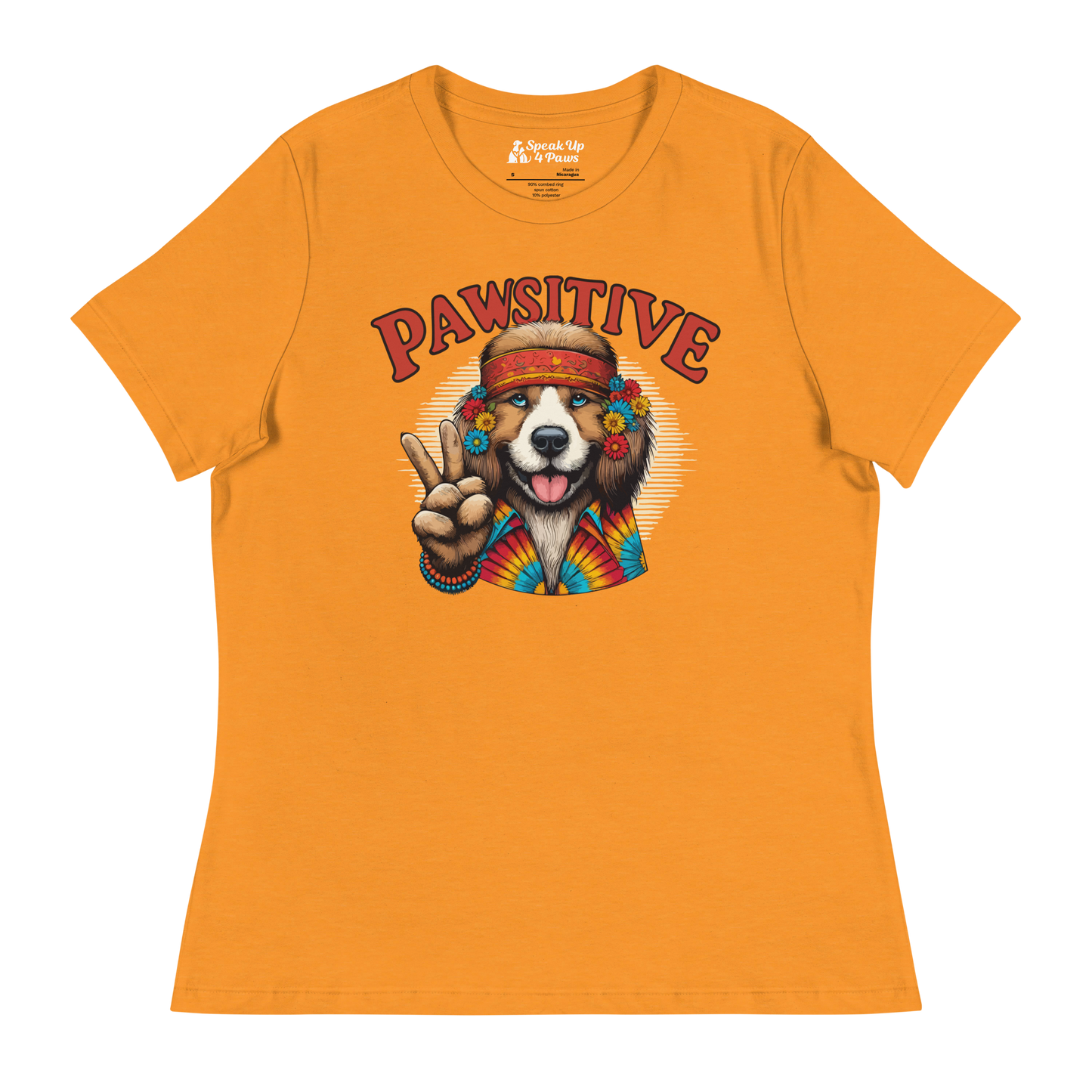 Groovy Canine Vibes - Pawsitive Peace - Womens Relaxed Tee