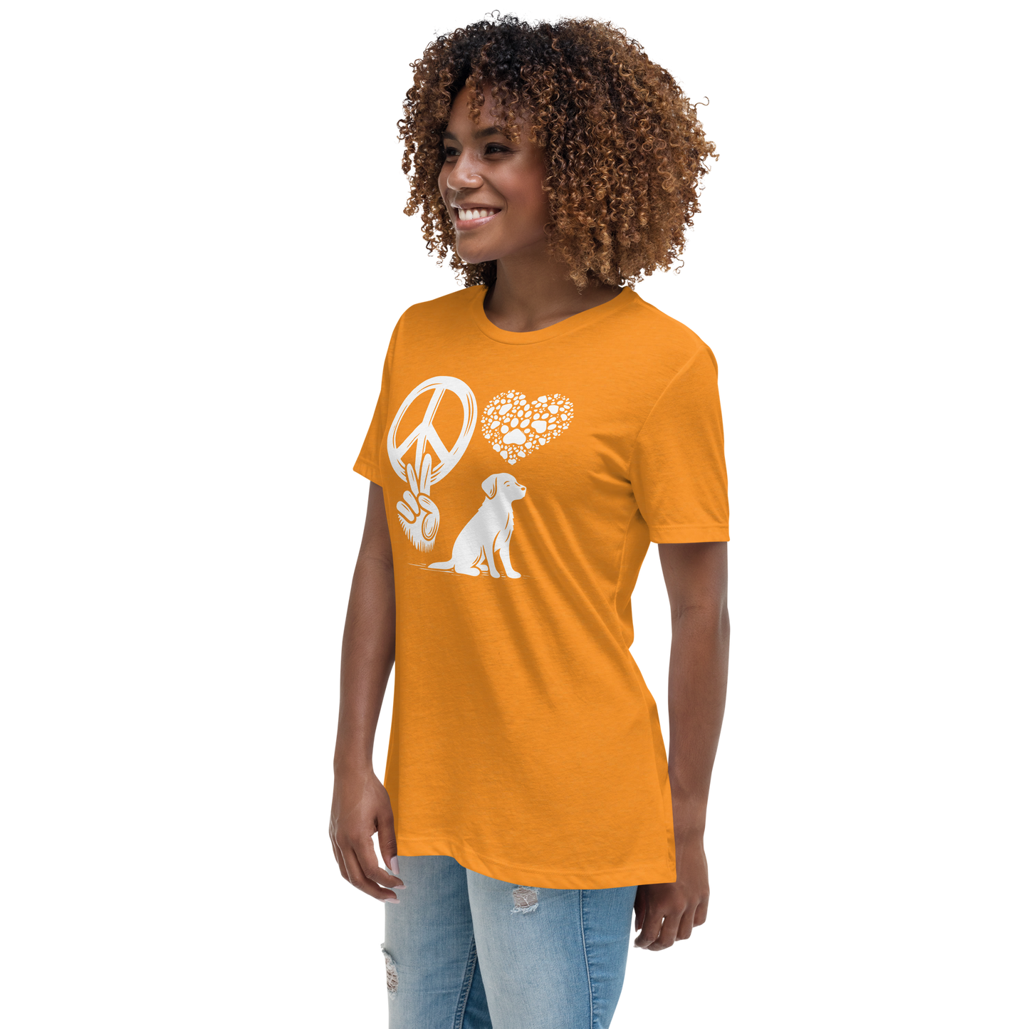 Harmony Unleashed - Peace-Love-Dog - Womens Relaxed Tee