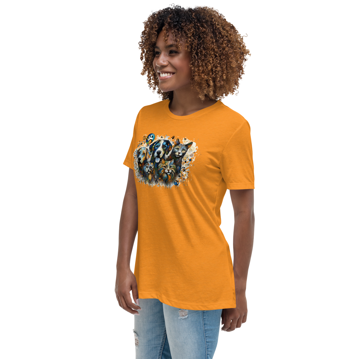 Paws in Colorful Conversation - Pollock - Womens Relaxed Tee