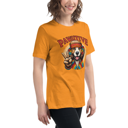 Groovy Canine Vibes - Pawsitive Peace - Womens Relaxed Tee