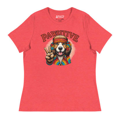 Groovy Canine Vibes - Pawsitive Peace - Womens Relaxed Tee