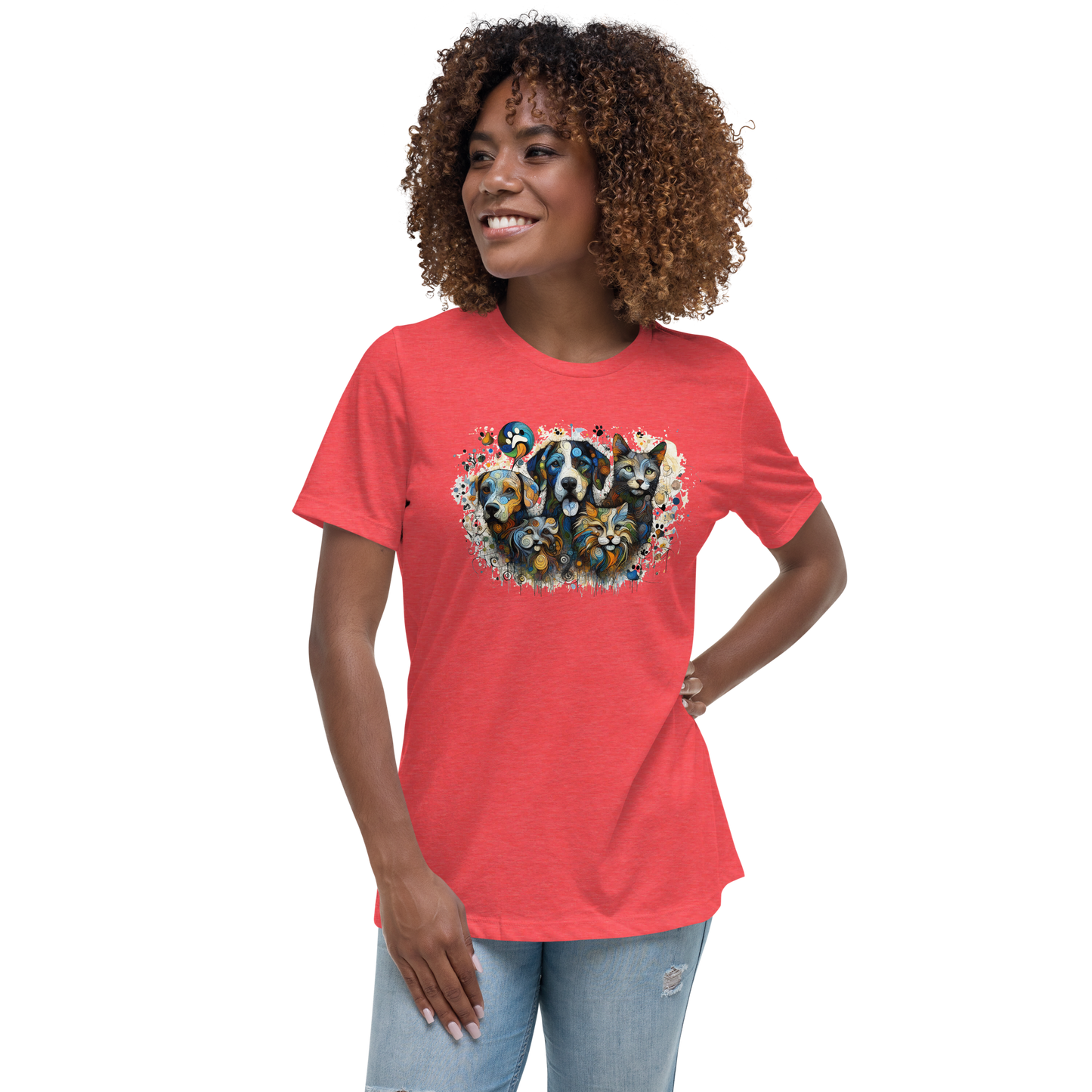 Paws in Colorful Conversation - Pollock - Womens Relaxed Tee