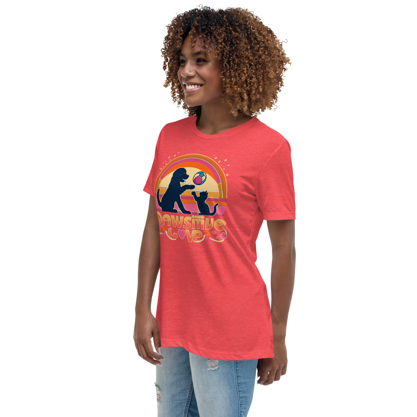 Rainbow Rendezvous - Pawsitive Love - Womens Relaxed Tee