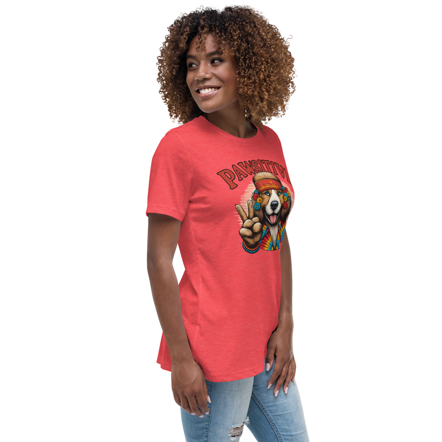 Groovy Canine Vibes - Pawsitive Peace - Womens Relaxed Tee