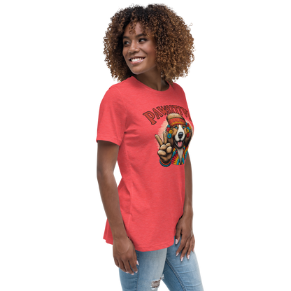 Groovy Canine Vibes - Pawsitive Peace - Womens Relaxed Tee