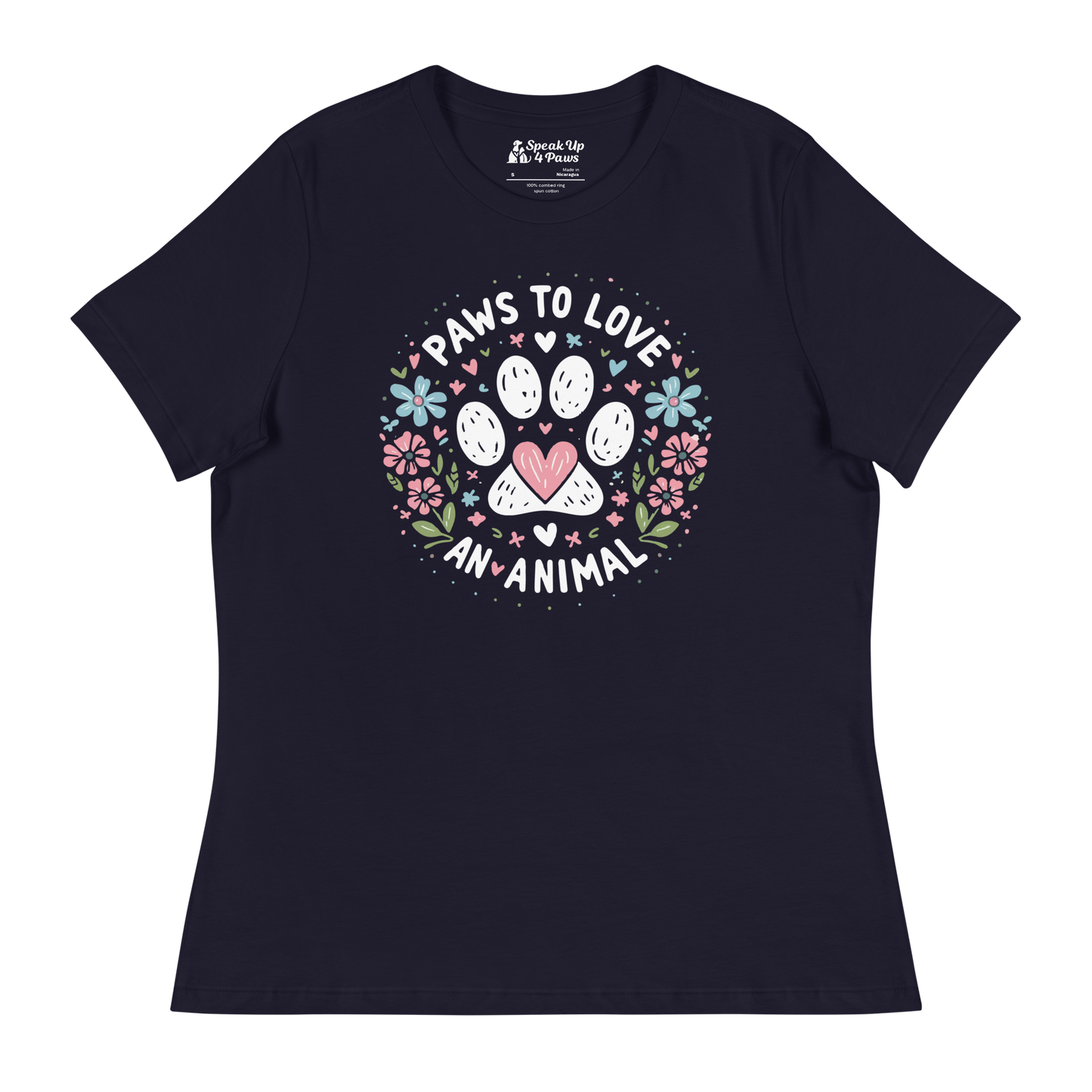 Floral Pawprints - Womens Relaxed Tee