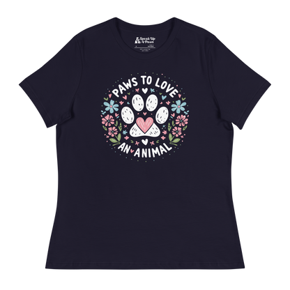 Floral Pawprints - Womens Relaxed Tee