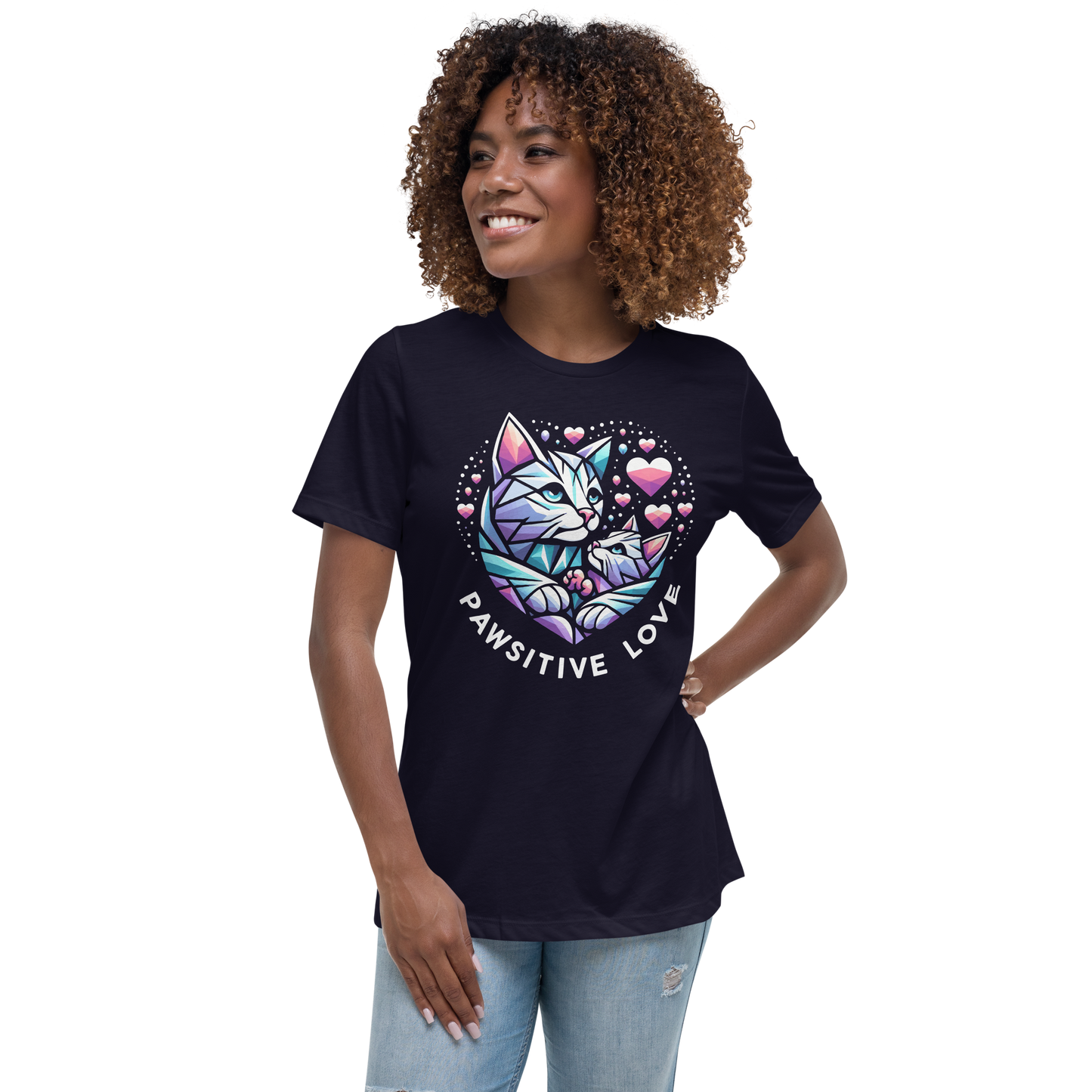 Geometric Whiskerheart - Womens Relaxed Tee