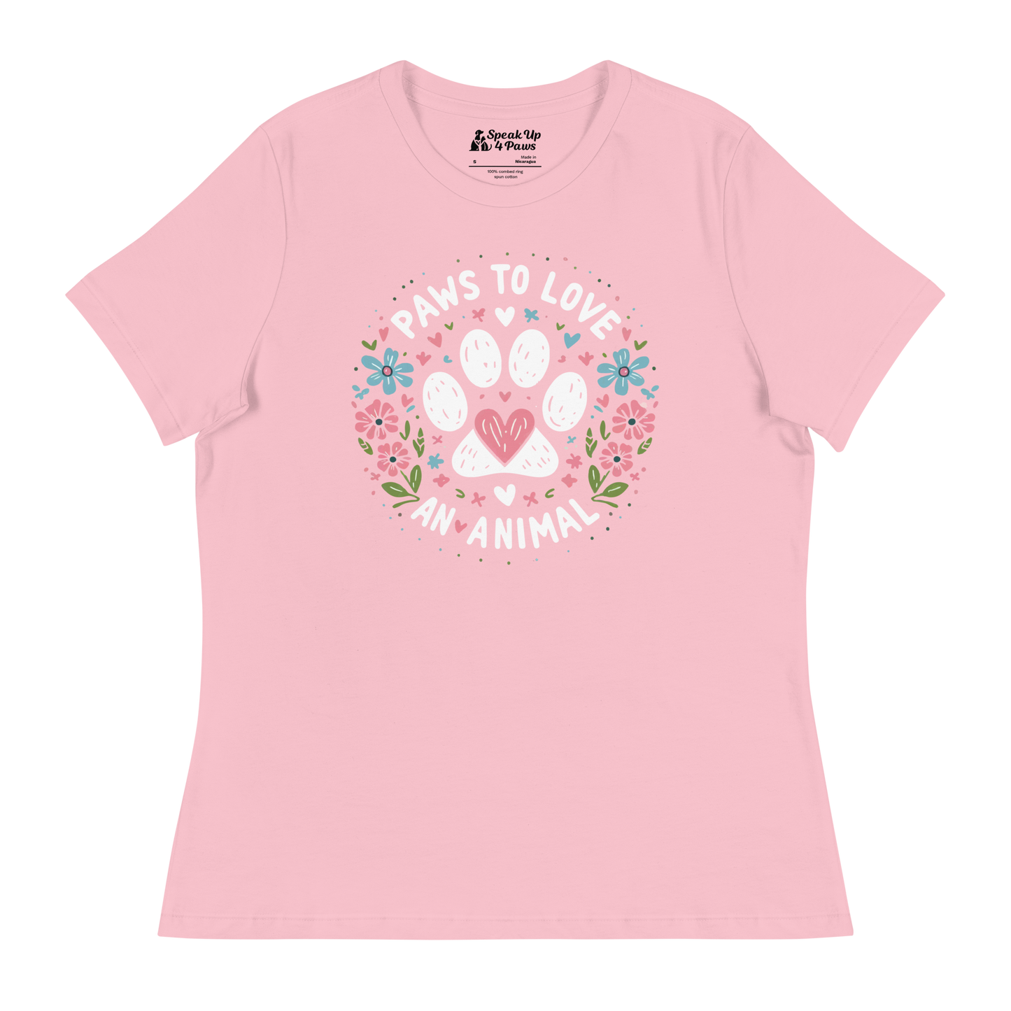 Floral Pawprints - Womens Relaxed Tee