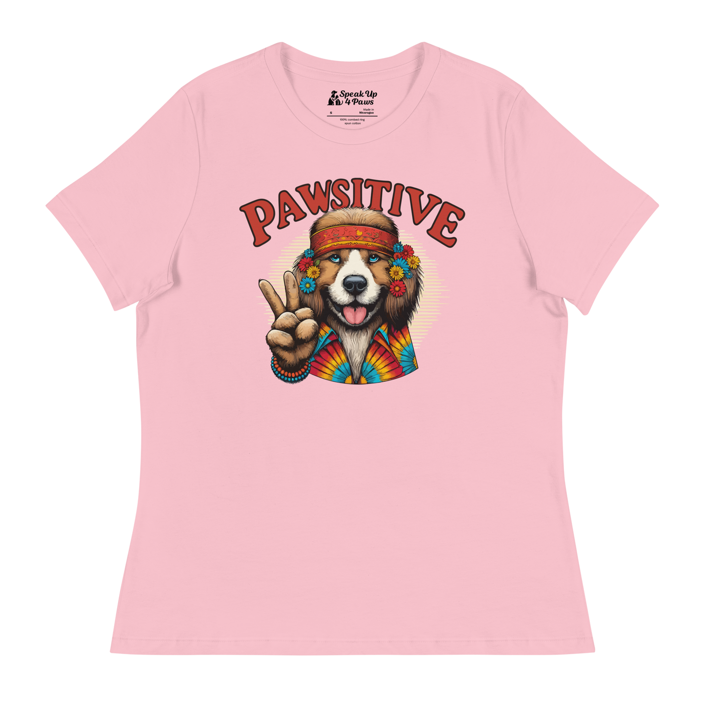 Groovy Canine Vibes - Pawsitive Peace - Womens Relaxed Tee