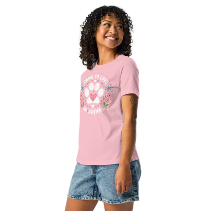 Floral Pawprints - Womens Relaxed Tee