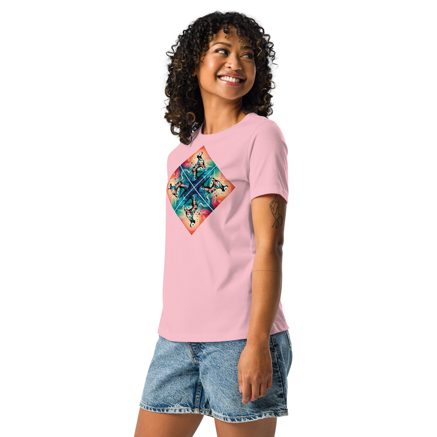 Vibrant Canine Mosaic - Womens Relaxed Tee