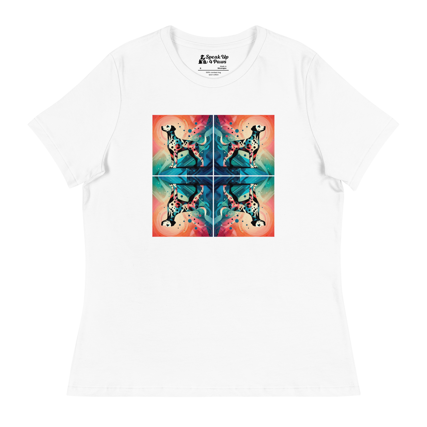 Vibrant Canine Mosaic - Womens Relaxed Tee