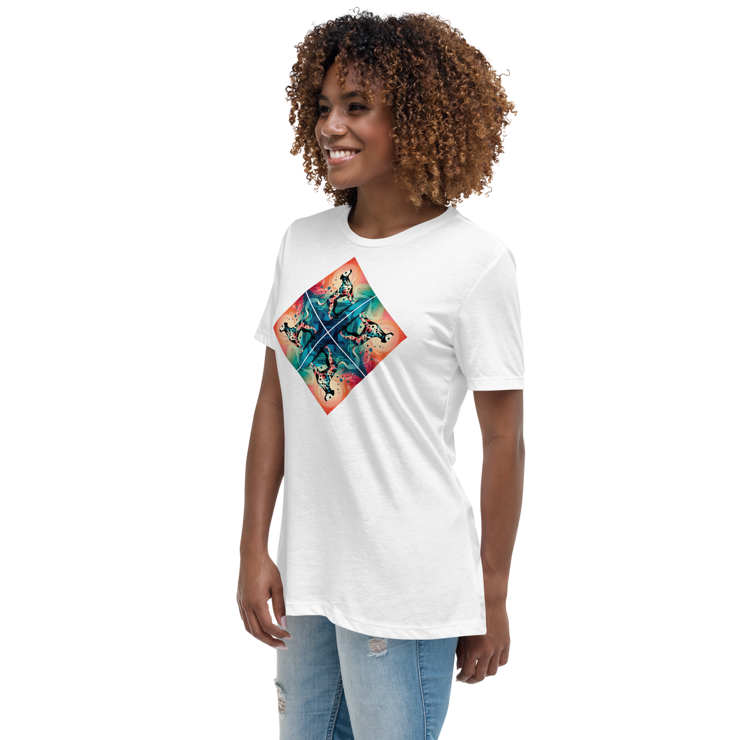 Vibrant Canine Mosaic - Womens Relaxed Tee