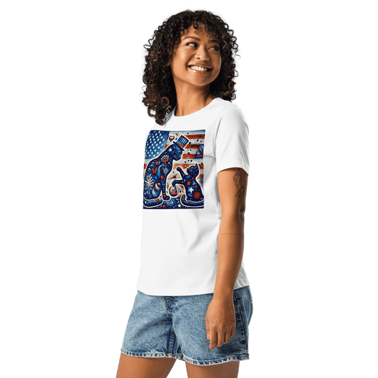 Feline Fireworks Fiesta - Women’s Relaxed Tee - Womens Relaxed Tee - Speak Up 4 Paws