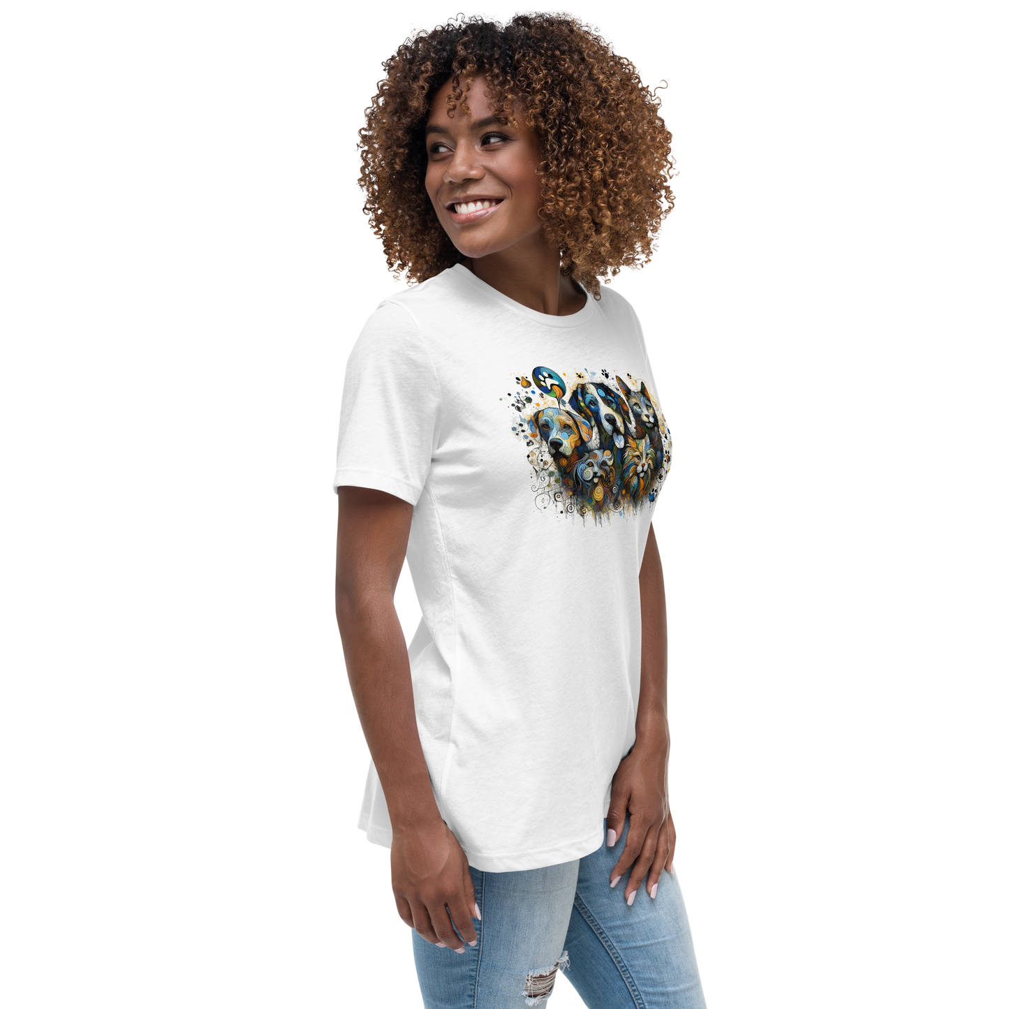 Paws in Colorful Conversation - Pollock - Womens Relaxed Tee